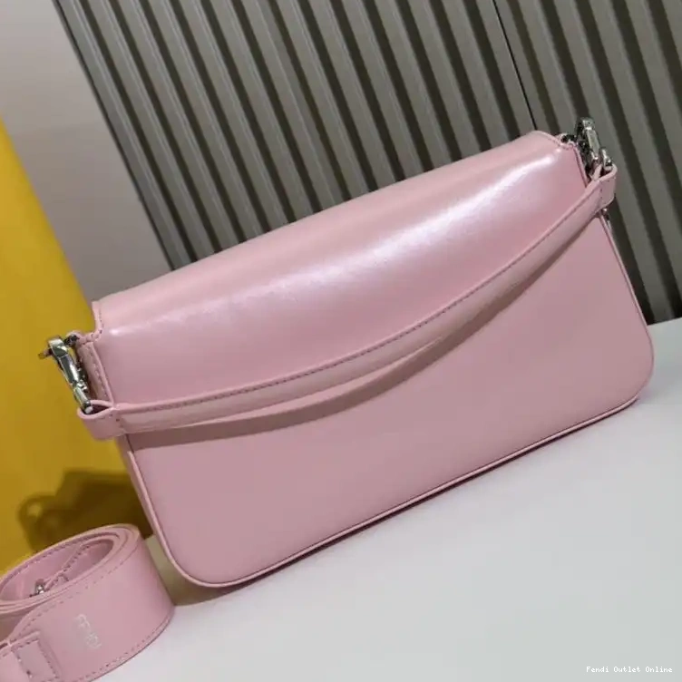 Cheap Leather Medium Fendi Pink Baguette Bag In Tiffany Smooth 0523